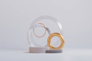 Pastel podyumu maket için ve ürünleri minimal arkaplan, kozmetik modelleme - 3D illüstrasyon sunumu için görüntüler