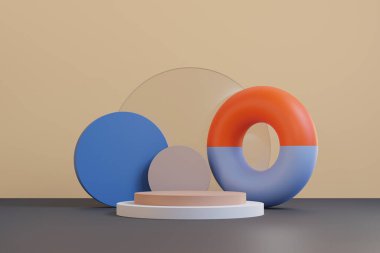 Pastel podyumu maket ve ürün sunumunu minimal arkaplan, Kozmetik Yapılandırma - 3B