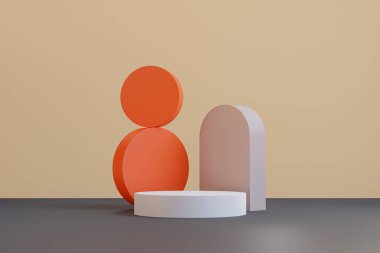 Pastel podyumu maket ve ürün sunumunu minimal arkaplan, Kozmetik Yapılandırma - 3B