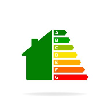 Düz ev enerjisi. Akıllı ev. Geleceğin teknolojisi. Vektör logosu çizimi. İnternet teknolojisi. Vektör simgesi