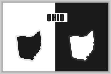 Ohio eyaletinin düz stil haritası, ABD. Ohio taslağı. Vektör illüstrasyonu