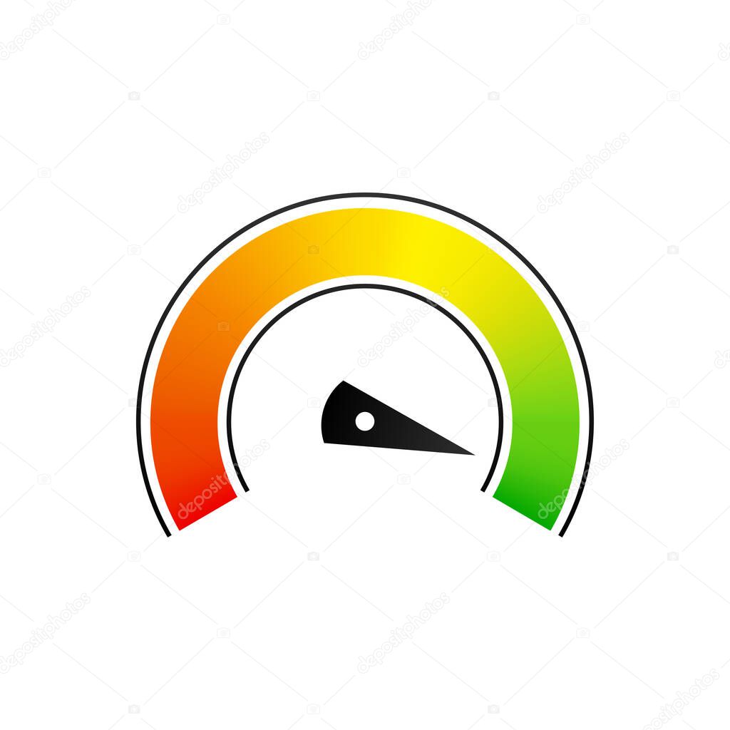 Credit score speedometer set on white background. Vector illustration