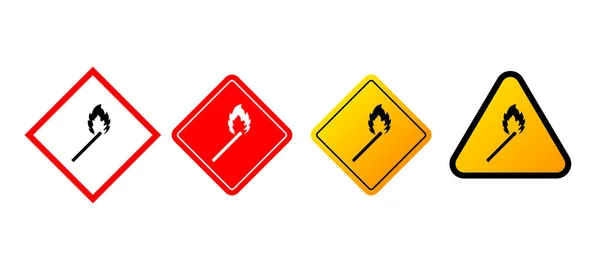 Feuerflamme Streichholz. Abstraktes flaches Symbol auf weißem Hintergrund. Vektor-Illustrationsdesign — Stockvektor