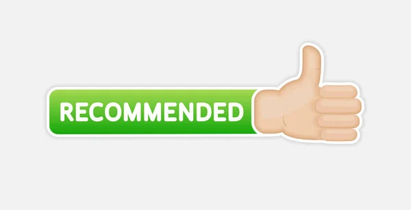 Recommander icône plate sur fond blanc. Label vert recommandé — Image vectorielle