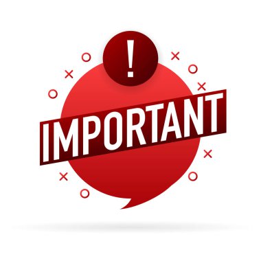 Beyaz arkaplanda düz stil kırmızı pankart önemli. Vektör illüstrasyonu