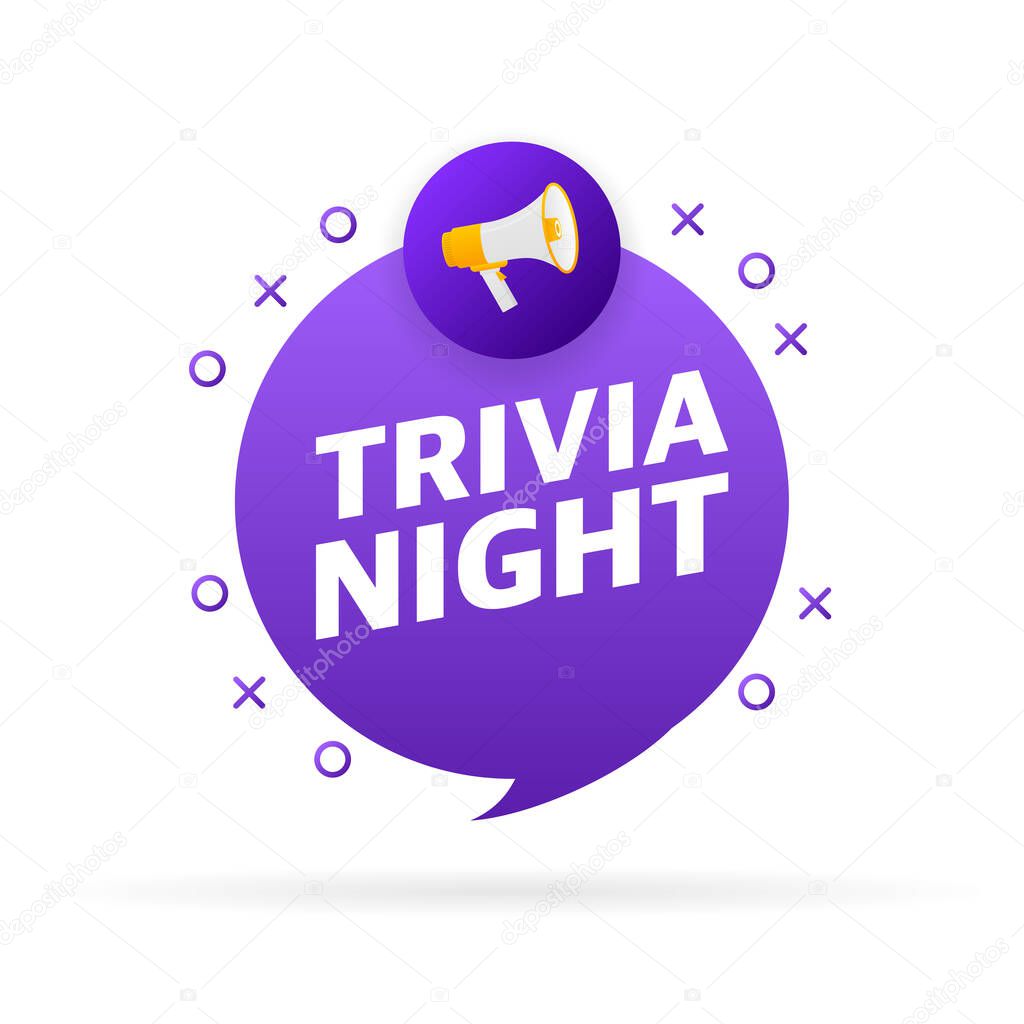 Trivia night banner in 3D style on white background. Vector illustration