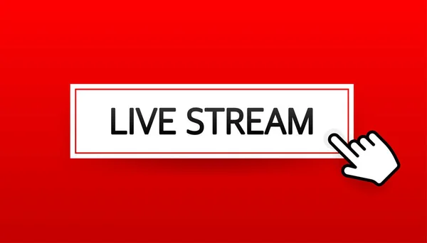 Live stream logo - κόκκινο διανυσματικό στοιχείο σχεδιασμού με κουμπί play για ειδήσεις και τηλεόραση ή online μετάδοση — Διανυσματικό Αρχείο