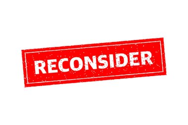 Beyaz arka plandaki kırmızı damgayı tekrar düşün. Yaratıcı konsept fikri. Vektör çizimi. Düz vektör illüstrasyonu