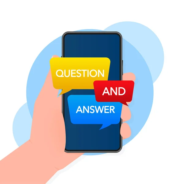 Значок "Чат вопросов и ответов" на экране смартфона. Векторная иллюстрация — стоковый вектор