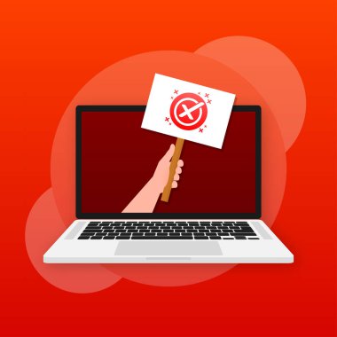 Reddedilmiş işaret bilgisayarı, her amaç için harika bir tasarım. Çapraz. İş konsepti. Vektör işi