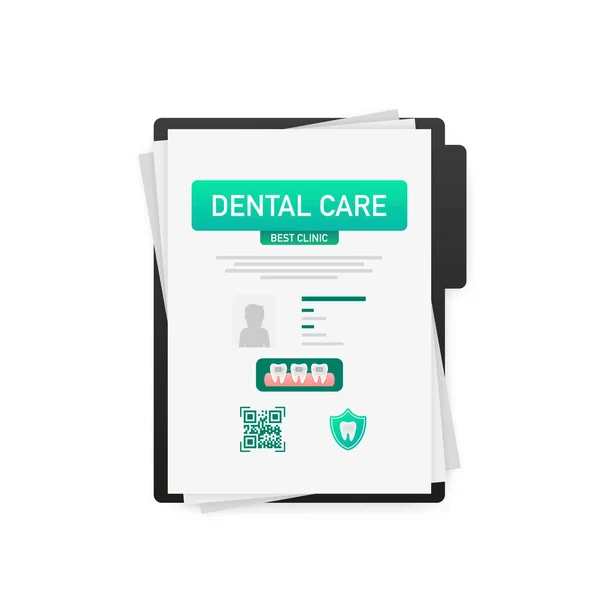 치과 치료 개념. 신용 카드 아이콘. 벡터 설계. 의료 보험 카드 아이콘 — 스톡 벡터