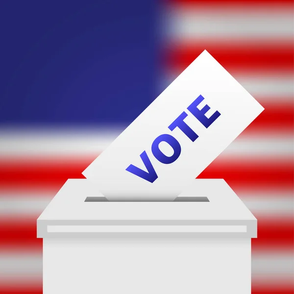 Vota por nosotros al estilo americano. Voto azul sobre fondo verde. Icono del vector — Vector de stock