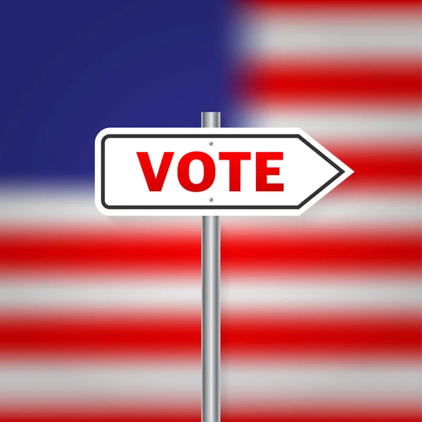 Vota por nosotros al estilo americano. Voto azul sobre fondo verde. Icono del vector — Archivo Imágenes Vectoriales