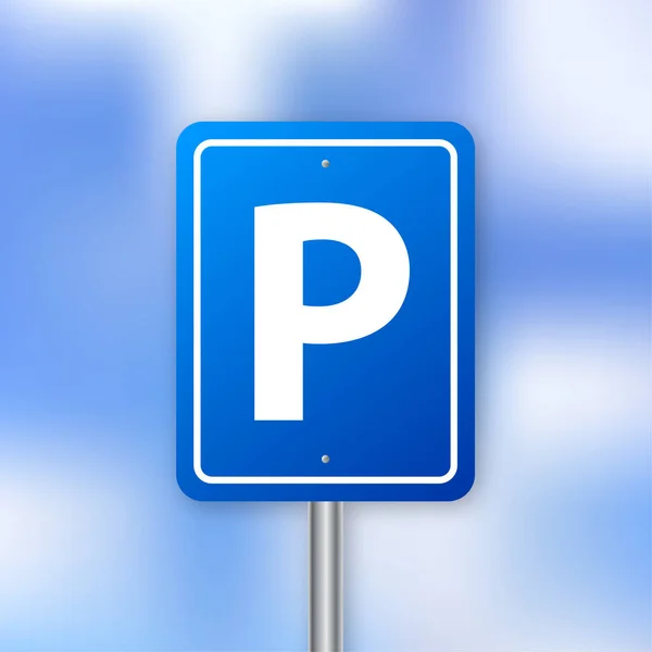 隔离泊车标志-绿色路标，白色背景上有字母P隔离 — 图库矢量图片