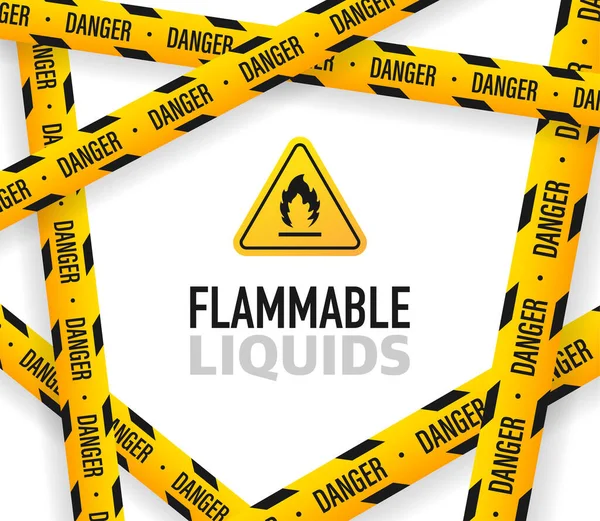 Illustration jaune de liquides inflammables sur fond blanc. Illustration vectorielle. Flamme de feu — Image vectorielle