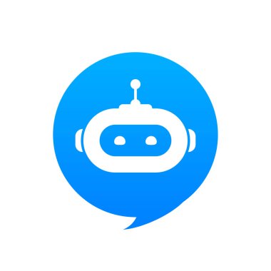 Chatbot simgesi konsepti, sohbet robotu ya da geveze robot. Web sitesinin ya da mobil uygulamaların robot sanal yardımı. Vektör illüstrasyonu