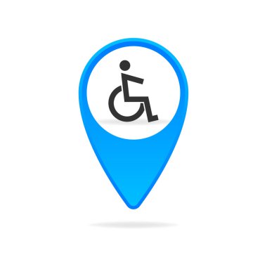 Beyaz arkaplanda 3D çizim. Vektör engelli park işareti. Vektör sanatı