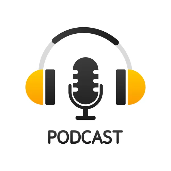 Podcast. Rozet, simge, pul, logo. Vektör stok illüstrasyonu
