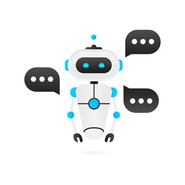 Koncepcja ikony Chatbota, chat bota lub chatterbota. Robot Virtual Assistance Of Website lub aplikacje mobilne. Ilustracja wektora — Wektor stockowy