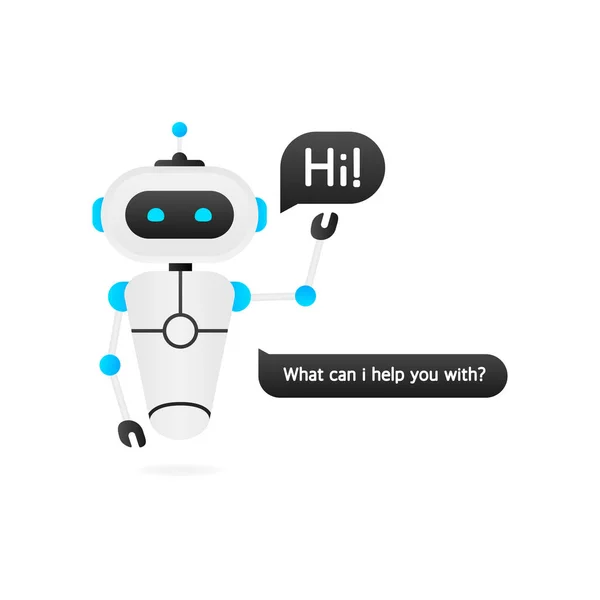 Koncepcja ikony Chatbota, chat bota lub chatterbota. Robot Virtual Assistance Of Website lub aplikacje mobilne. Ilustracja wektora — Wektor stockowy