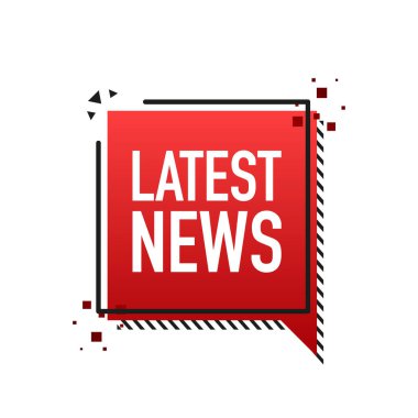 Beyaz arka planda son haberler 3 boyutlu kırmızı afiş. Vektör illüstrasyonu