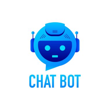 Chatbot simgesi konsepti, sohbet robotu ya da geveze robot. Web sitesinin ya da mobil uygulamaların robot sanal yardımı. Vektör illüstrasyonu