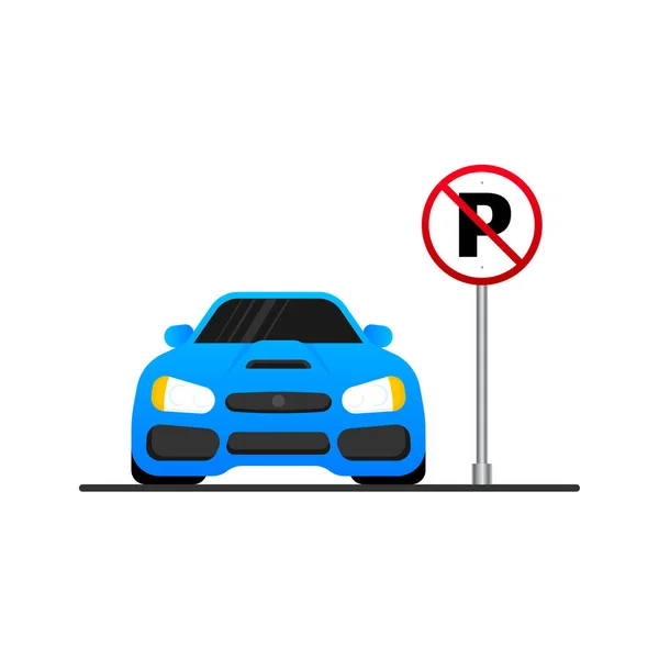 Sjabloon met blauw geen parkeerplaats. Logo, icoon, label. Vectorpictogram — Stockvector