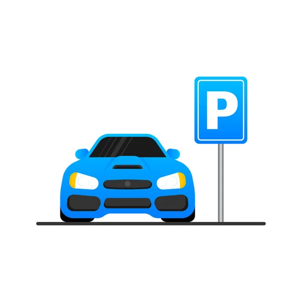Geïsoleerd parkeerbord - Blauw verkeersbord met letter P geïsoleerd op witte achtergrond — Stockvector