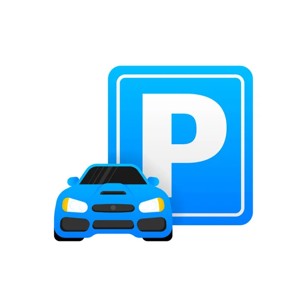 Geïsoleerd parkeerbord - Blauw verkeersbord met letter P geïsoleerd op witte achtergrond — Stockvector