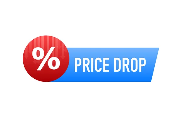 Advertising with red price drop for banner design. Vector background. Sale banner. Mega sale. Price tag — Stock Vector