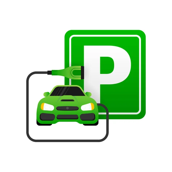 Isolato segno di parcheggio - cartello verde con lettera P isolato su sfondo bianco — Vettoriale Stock