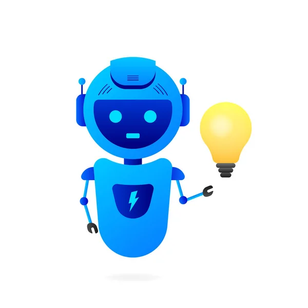 Flat illustration with blue bot. Customer support help service flat vector illustration — Stock Vector