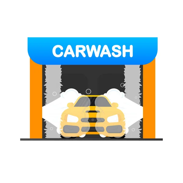 Abstraktní infografie s plochým ilustrací mytí aut. Vysokotlaká myčka. Vektorový nápis — Stockový vektor