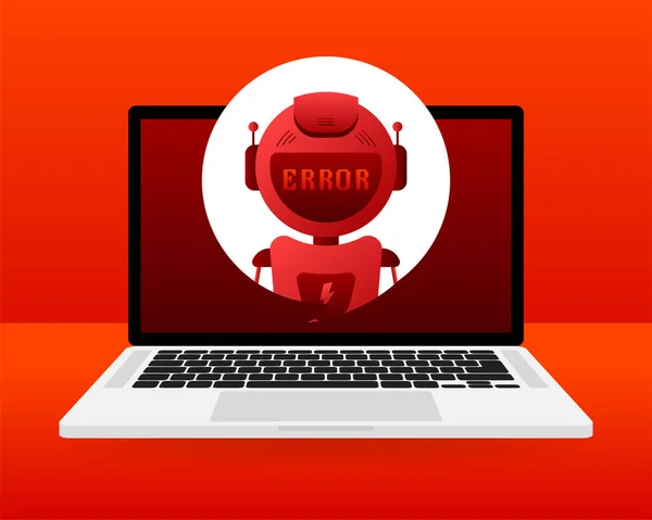Error chatbot glyph icon. Silhouette symbol. Talkbot with error in speech bubble. Error bot. Artificial intelligence — Stock Vector