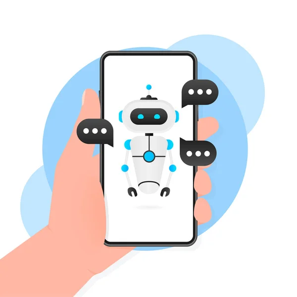 Концепция значка Chatbot, чат-бот или бот-тербот. Робот-виртуальная помощь веб-сайта или мобильных приложений. Векторная иллюстрация — стоковый вектор