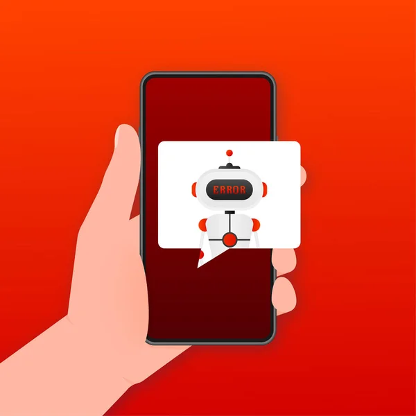 Σφάλμα εικονιδίου glyph chatbot. Σύμβολο σιλουέτας. Talkbot με σφάλμα στη φούσκα ομιλίας. Λάθος ρομπότ. Τεχνητή νοημοσύνη — Διανυσματικό Αρχείο