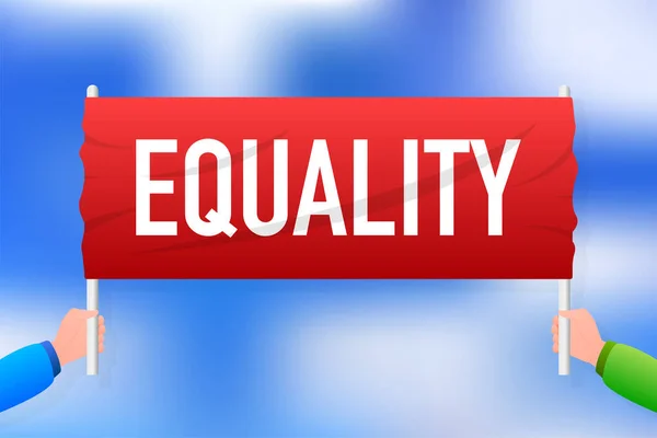 Protesta uguaglianza realistico tavolo rosso su sfondo blu. Illustrazione vettoriale — Vettoriale Stock