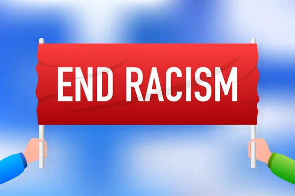 Icono para acabar con el diseño del concepto de racismo. Placard, protesta. Concepto vectorial — Vector de stock