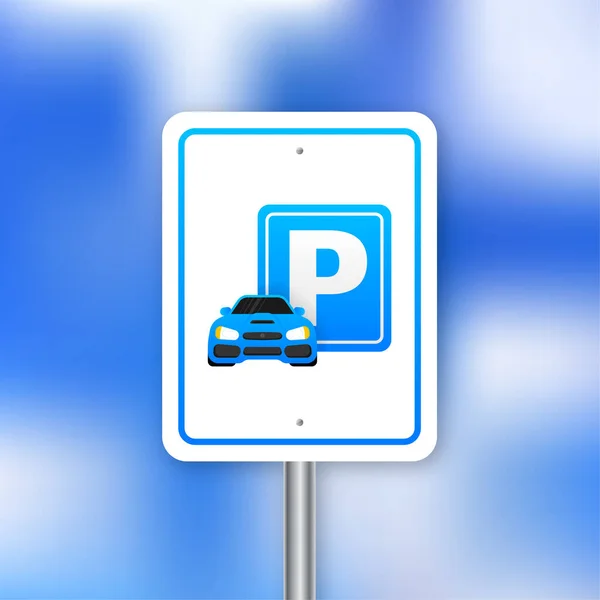 Isolato segno di parcheggio - cartello stradale blu con lettera P isolato su sfondo bianco — Vettoriale Stock