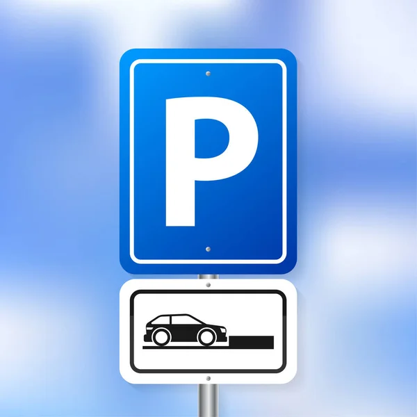 Isolated Parking Sign - Blaues Verkehrsschild mit dem Buchstaben P isoliert auf weißem Hintergrund — Stockvektor