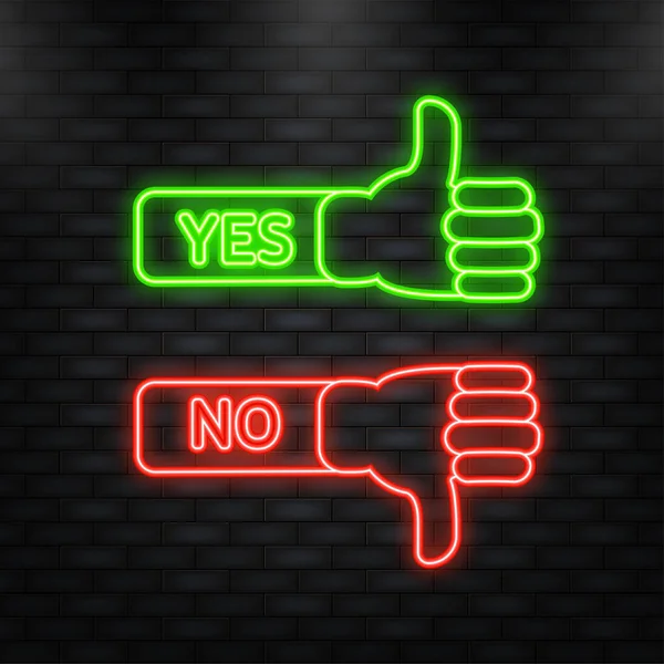 Neon Icon. Yes or no doodle green and red illustration on white background. Vector illustration — Archivo Imágenes Vectoriales