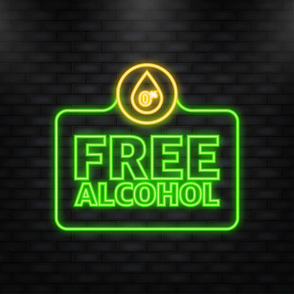 Neon-Ikone. Alkoholfreies grünes Symbol. Vektorillustration. — Stockvektor