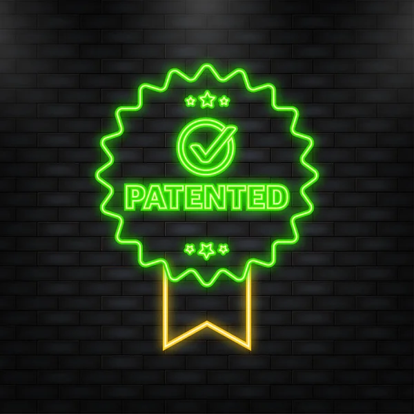 Neon Icon. Patented, great design for any purposes. Vector flat stamp and sign. Vector illustration. — ストックベクタ