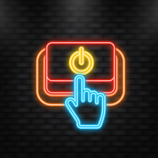 Neon Icon. Power button in flat style on white background. Vector web button — Image vectorielle