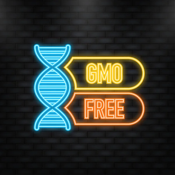 Neon Icon. Flat icon with lactose gluten gmo sugar free. Organic signs. Vector illustration — Vettoriale Stock