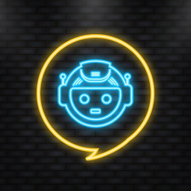 Chatbot simgesi konsepti, sohbet robotu ya da geveze robot. Web sitesinin ya da mobil uygulamaların robot sanal yardımı. Vektör illüstrasyonu.