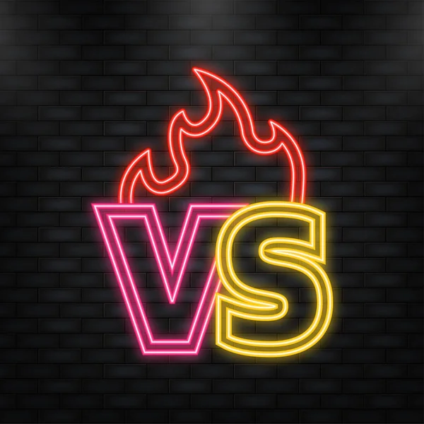 Εικονίδιο Νέον. Versus λογότυπο vs γράμματα για τον αθλητισμό και την καταπολέμηση του ανταγωνισμού. Μάχη εναντίον αγώνα, παιχνίδι έννοια ανταγωνιστική εναντίον — Διανυσματικό Αρχείο