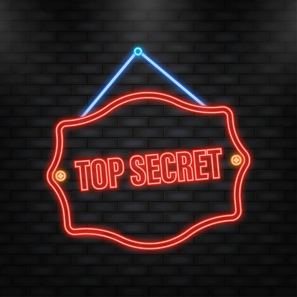 Neon Icon. Red icon with top secret concept. Isolated vector illustration. Vector illustration certified logo design. Sticker design — ストックベクタ