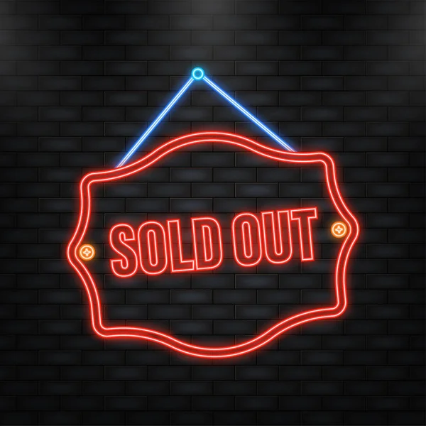 Neon Icon. Sold out sign vector illustration — Vettoriale Stock
