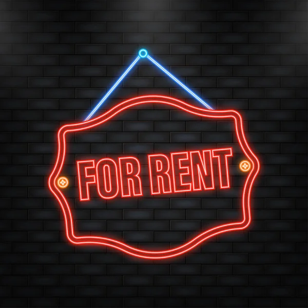 Neon Icon. For rent sign. Isolated vector illustration. Vector illustration design. Design element — Vector de stock